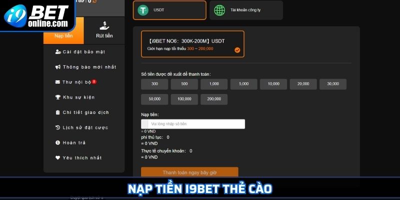 Nạp Tiền I9BET 3 Nạp tiền I9BET thẻ cào