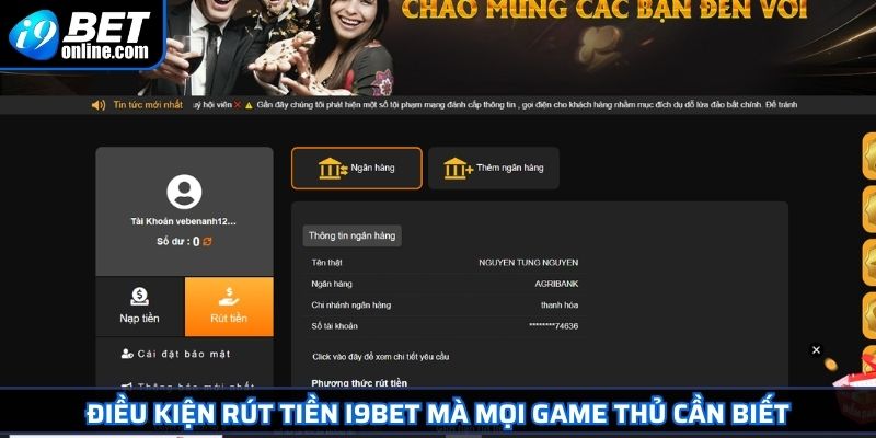 Rút Tiền I9BET 1 Điều kiện rút tiền I9BET mà mọi game thủ cần biết