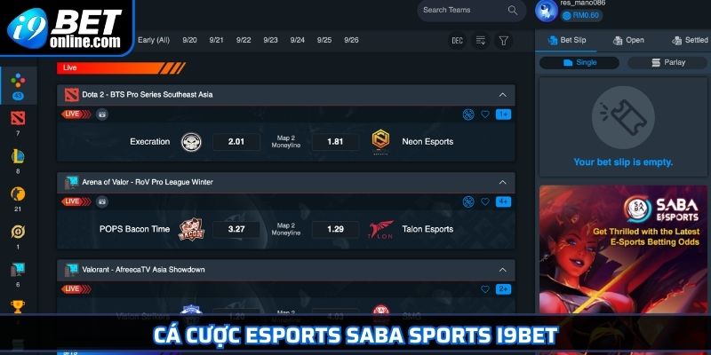 Saba Sports I9BET Khám Phá Sân Chơi Cá Cược Đỉnh Cao 2025 4 Cá cược Esports Saba Sports I9BET