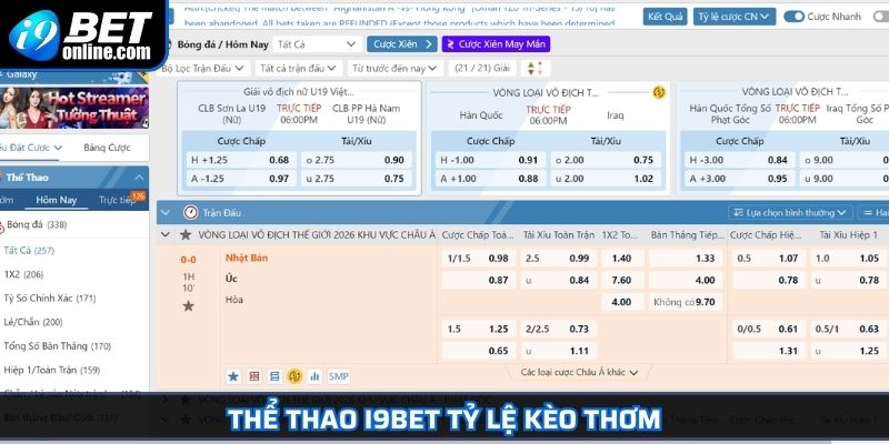 Thể thao I9BET tỷ lệ kèo thơm